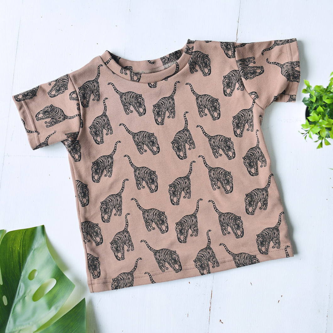 *Limited Edition* 100% Cotton Prowling Tiger T-Shirt - Mocha