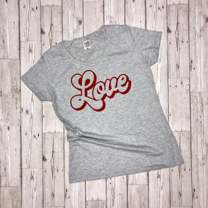 Grey/Red LOVE T-Shirt - Unisex Fit