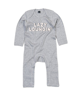 'Lazy Loungin' Baby Rompersuit - Heather Grey