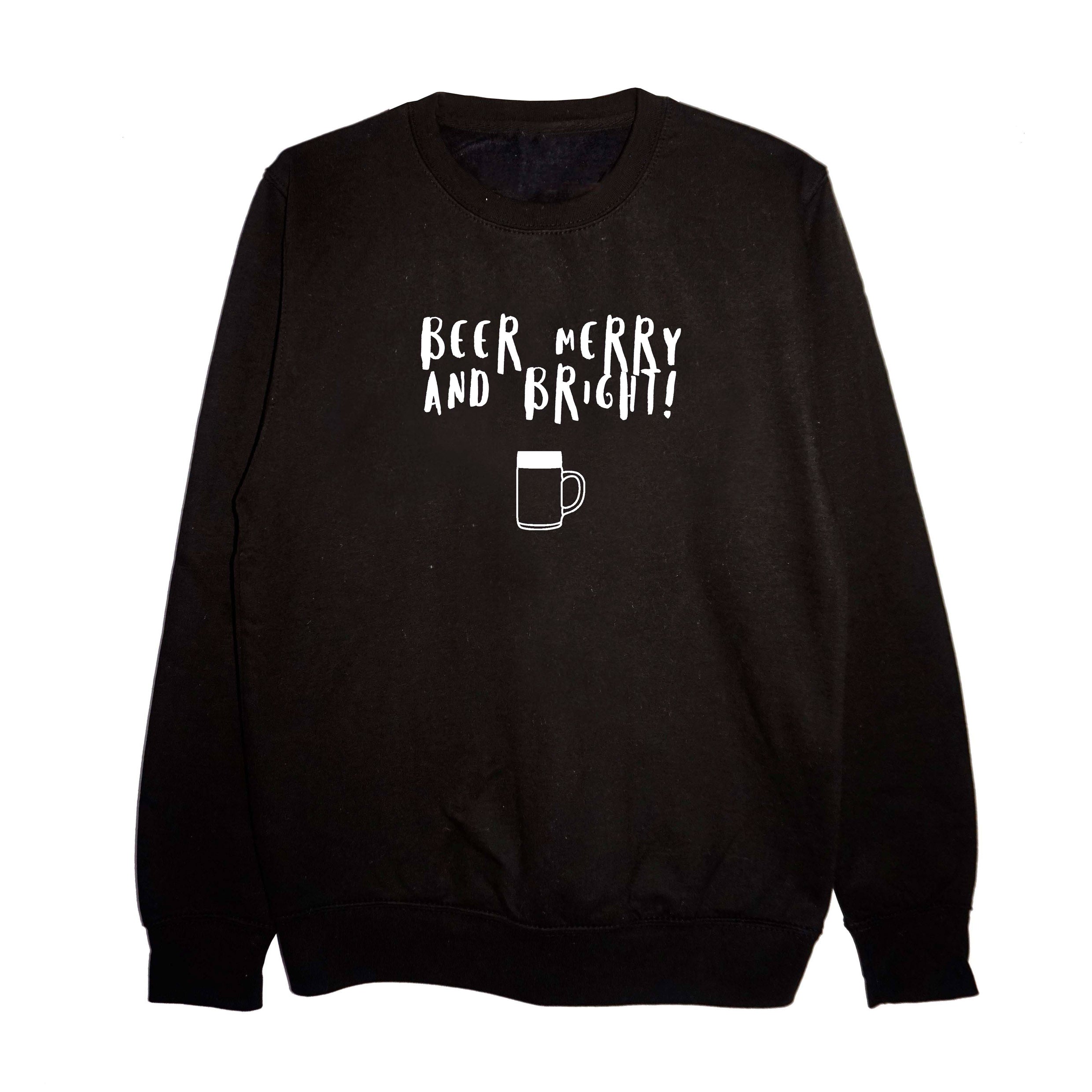 'Beer Merry and Bright!' Unisex Fit Sweatshirt - Black