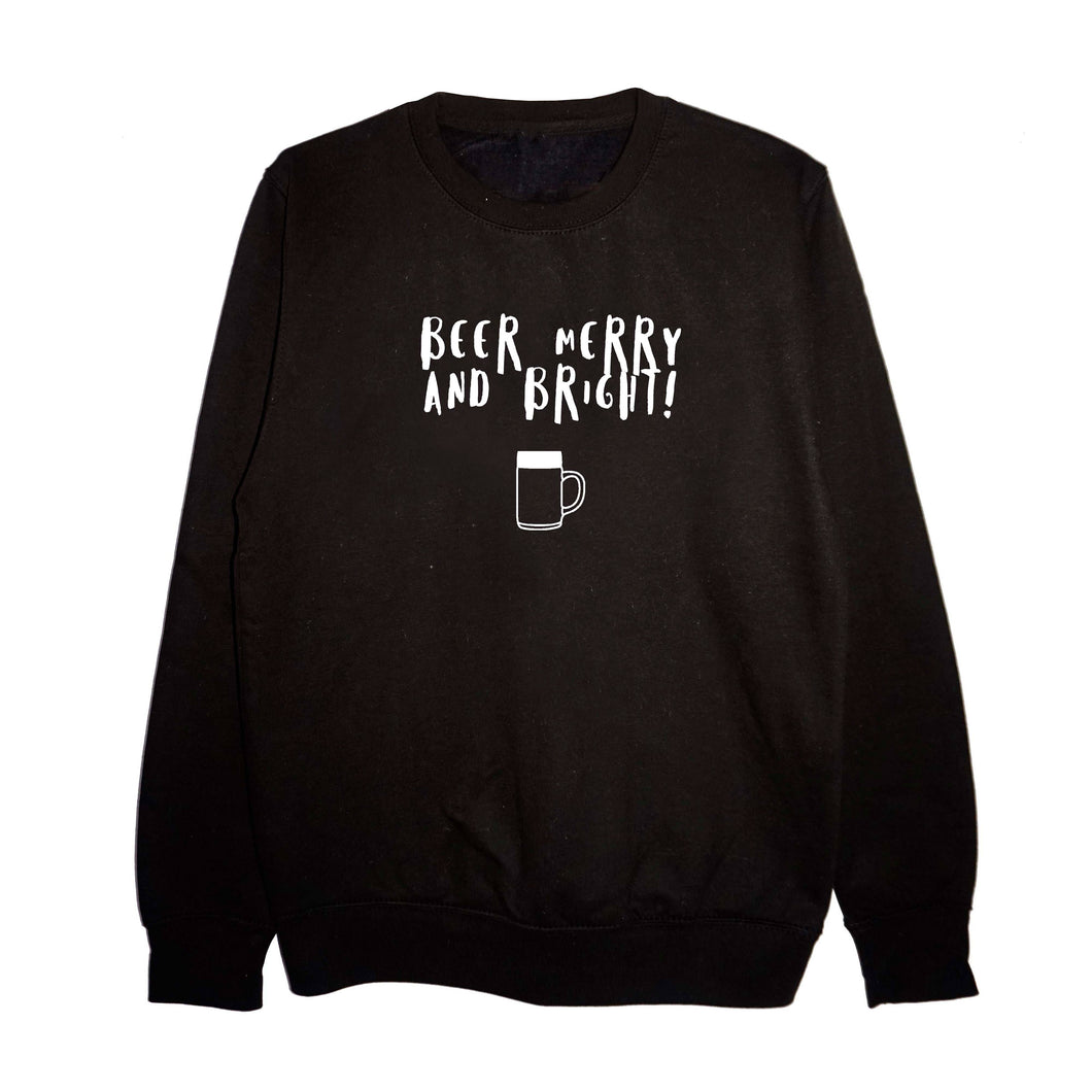 'Beer Merry and Bright!' Unisex Fit Sweatshirt - Black