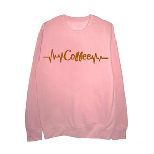 Coffee/Heartbeat Slogan Sweatshirt - Unisex Fit