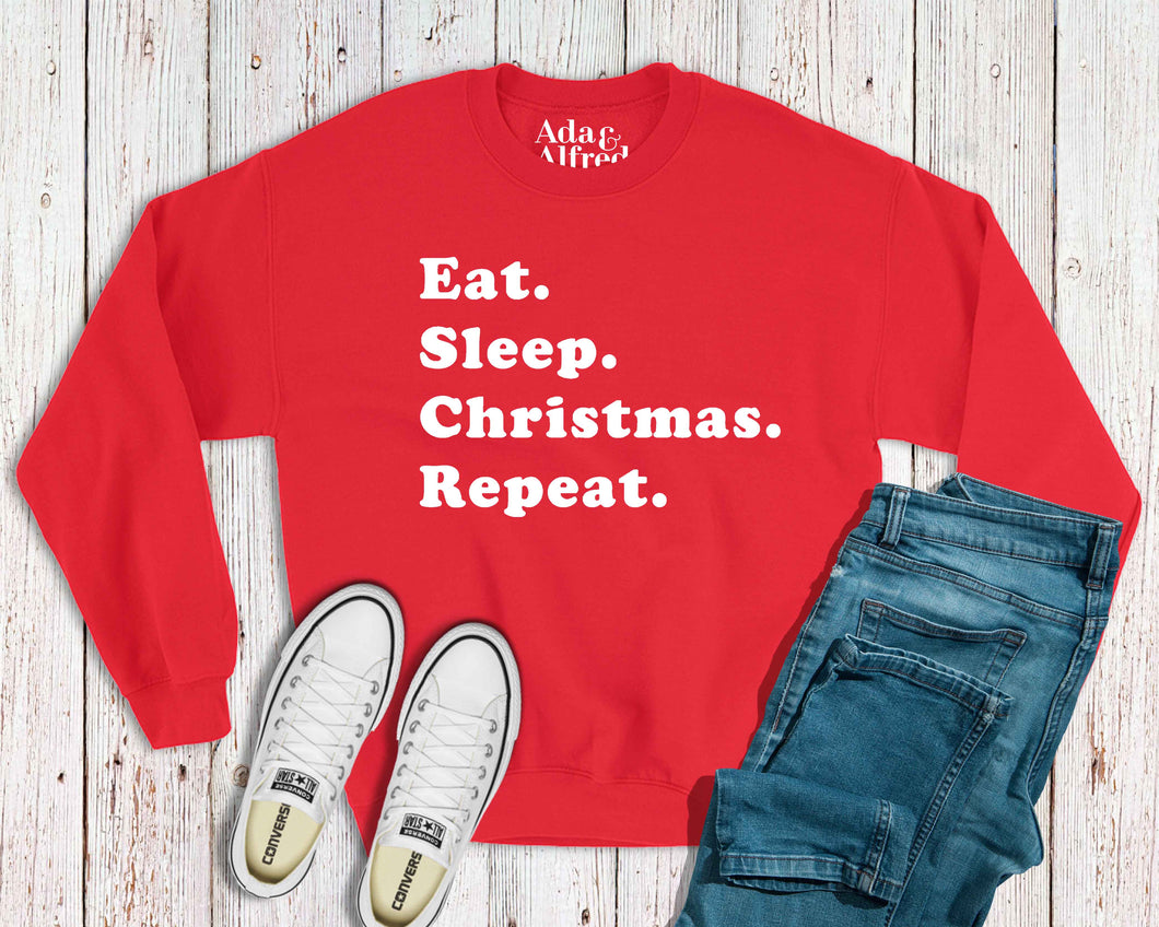 'Eat, Sleep, Christmas, Repeat' Christmas Jumper - Unisex Fit