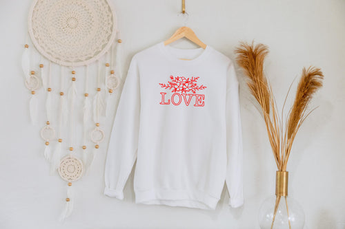 Floral 'LOVE' -  Unisex Fit Sweatshirt - Family Sizes