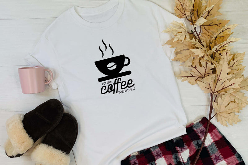 'I drink coffee then I exist' - Unisex Fit T-Shirt