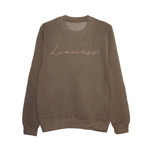 'Lioness' Unisex Fit Sweatshirt - Olive/Copper
