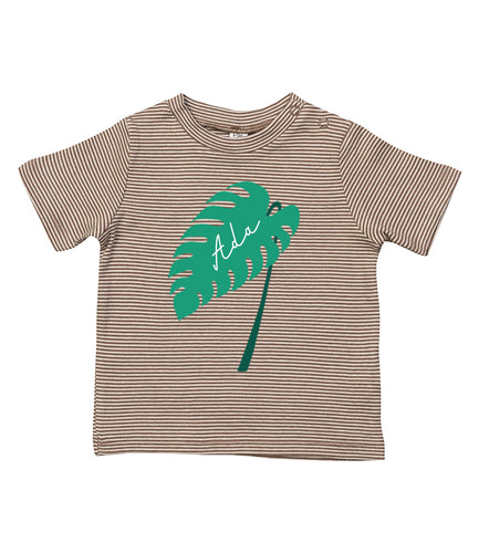 Personalised Monstera Leaf Striped Baby T-Shirt