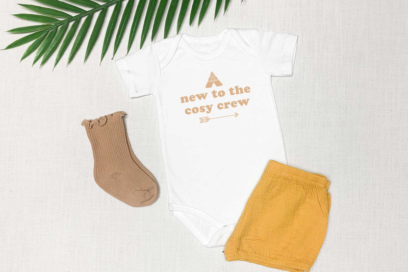 'new to the cosy crew' - organic baby bodysuit