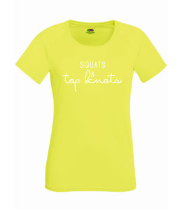 'Squats & Top Knots' Girlie Performance T-Shirt