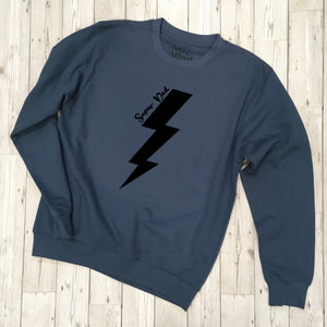 'Super Dad' Lightning Bolt Sweatshirt - Airforce Blue